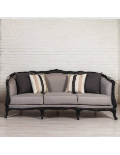 grey and black three-seater sofa