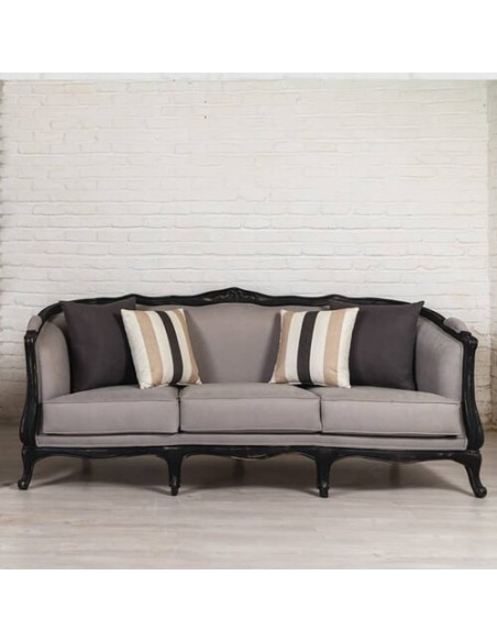 grey and black three-seater sofa