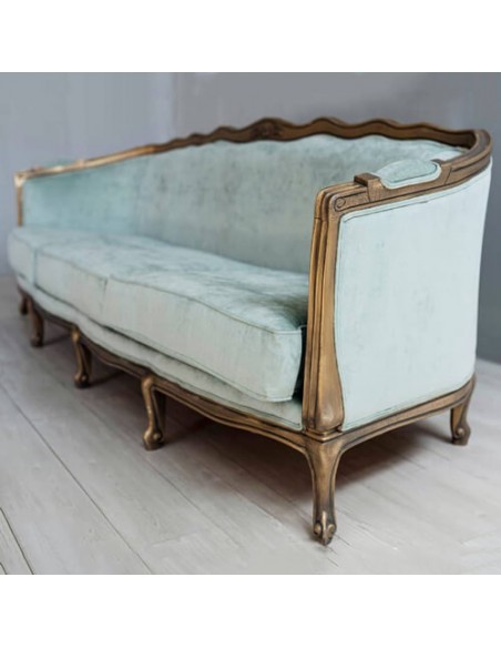 sky blue three-seater sofa