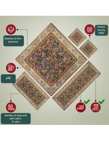Hunting Persian design silk cashmere tablecloth HC-1129 | Termeh