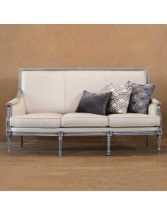 cream carved wood sofa