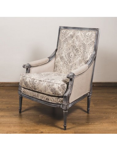 patterned cream carved wood accent chair