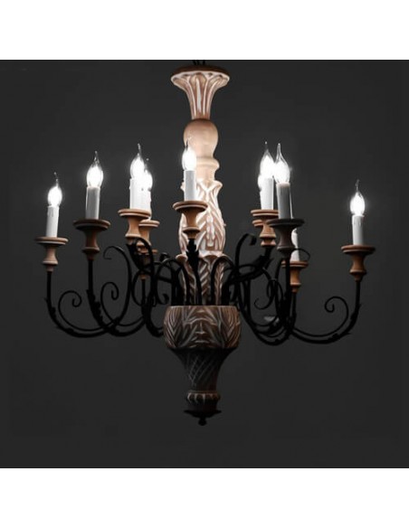 handmade-woodcarving-ten-flames-chandelier handmade-woodcarving-ten-flames-chandelier