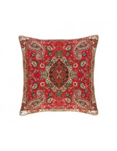 Red Persian Silk-Cashmere Cushion Cover | Persian Handicrafts