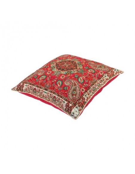 Red Persian Silk-Cashmere Cushion Cover | Persian Handicrafts