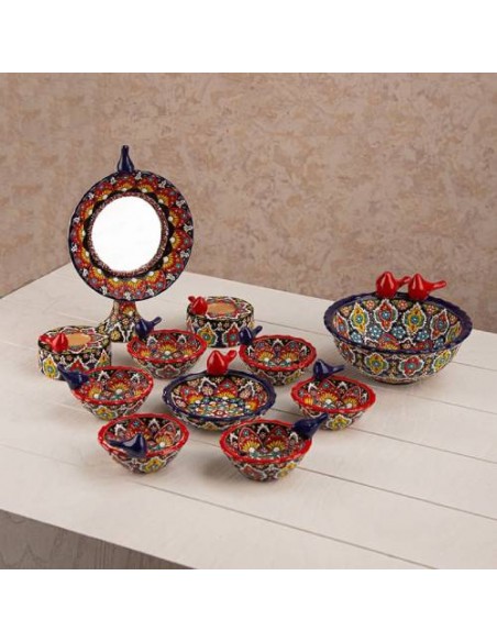 Persian Enamel Dish Set | Iranian Enameling | Persian Handicraft