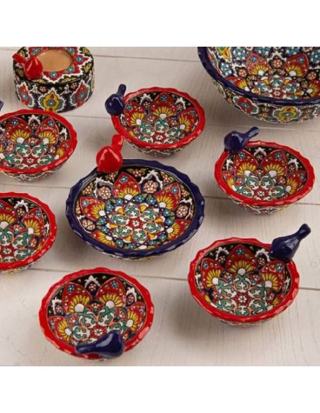 Persian Enamel Dish Set | Iranian Enameling | Persian Handicraft