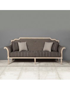 grey wooden and cotton sofa