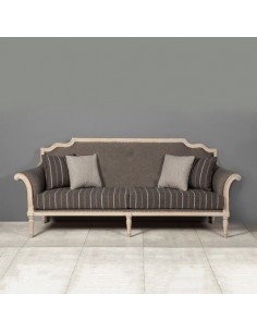 grey wooden and cotton sofa