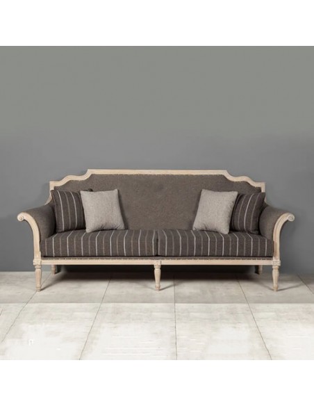 grey wooden and cotton sofa