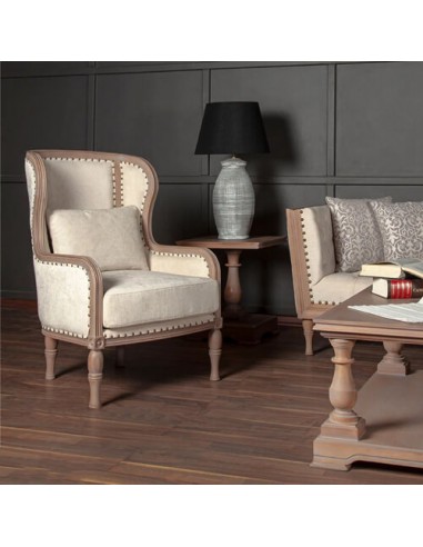ivory and tan brown accent chair