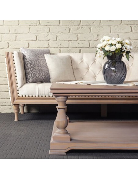 tan brown and ivory sofa - details