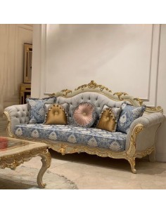 classic blue wooden marbled sofa