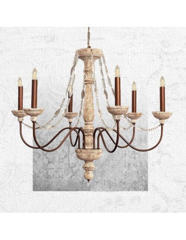 brown and cream wood chandelier