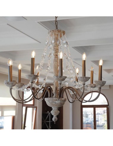 ivory and golden wood chandelier
