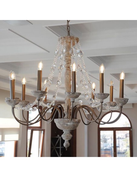 ivory and golden wood chandelier