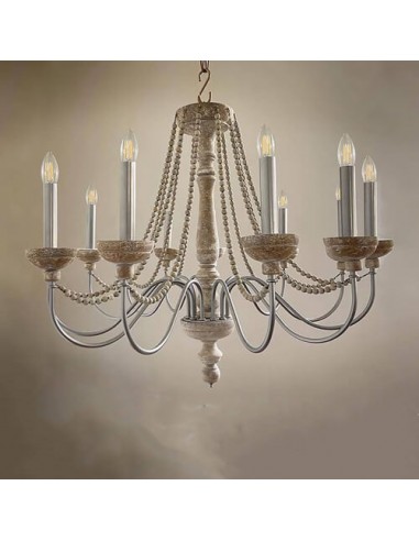 white and cream wood chandelier