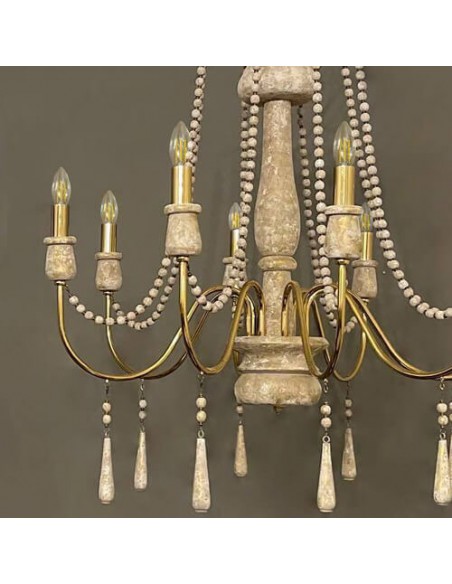 golden and cream woodcarving chandelier - details