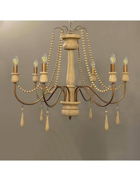 cream and golden woodcarving chandelier