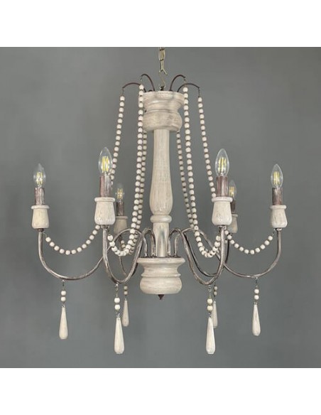 grey and ivory woodcarving chandelier