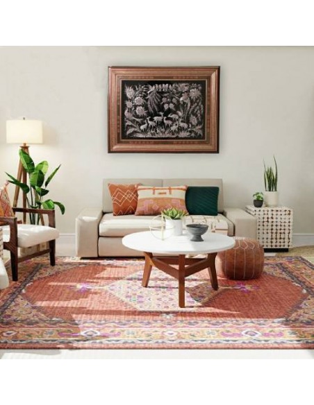 Wall Hanging Hand-Engraved (toreutics) Cooper With Inlaid Frame