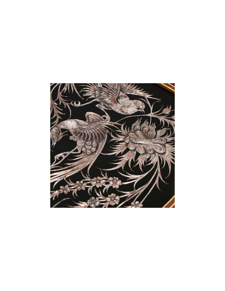 Wall Hanging Hand-Engraved (toreutics) Cooper With Inlaid Frame