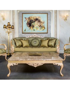 luxury green carved wood sofa