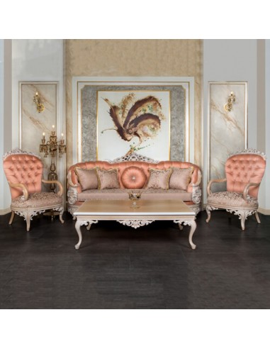 luxury rose gold carved wood sofa set