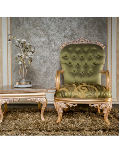 luxury green carved wood armchair