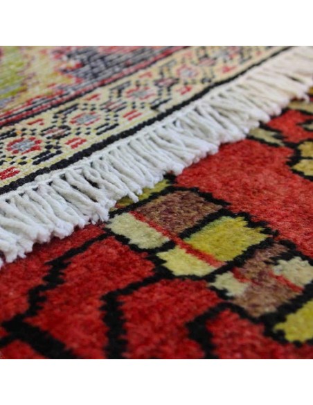 Hamedan Hand-Knotted Red Rug Rc-284 fringe