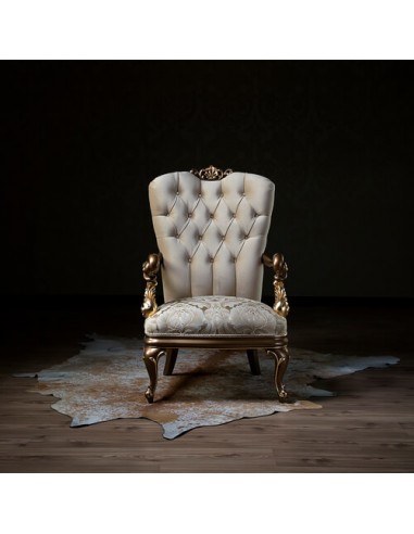 classic rolled arm cream armchair - frontal
