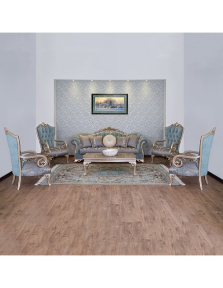 blue camelback wood frame sofa set - whole