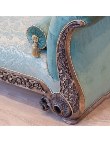 sage green floral chaise lounge - details