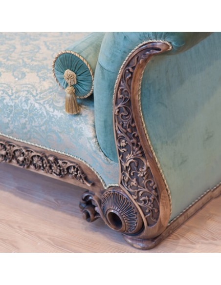 sage green floral chaise lounge - details sage green floral chaise lounge - details