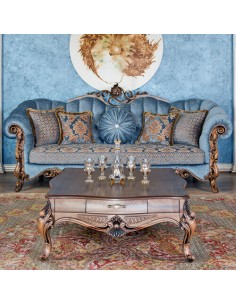 air force blue rolled arm sofa