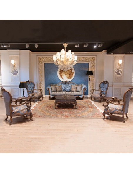 air force blue rolled arm sofa set - whole