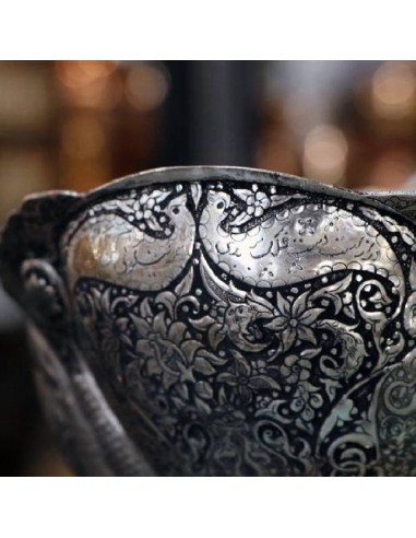 Hand Engraving Silver candy Dish | Iranian Handicraft | Art Lovers