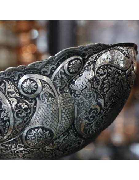 Hand Engraving Silver candy Dish | Iranian Handicraft | Art Lovers