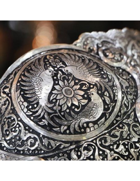 Hand Engraving Silver candy Dish | Iranian Handicraft | Art Lovers