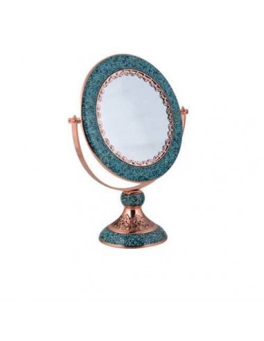 Round Handicraft Persian Turquoise and copper mirror HC-1195