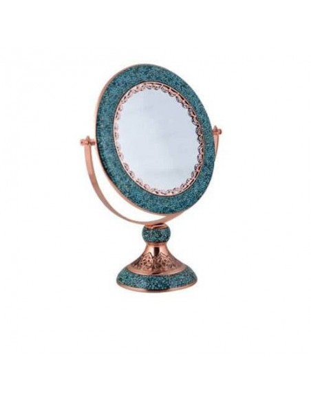 Round Handicraft Persian Turquoise And Copper Mirror