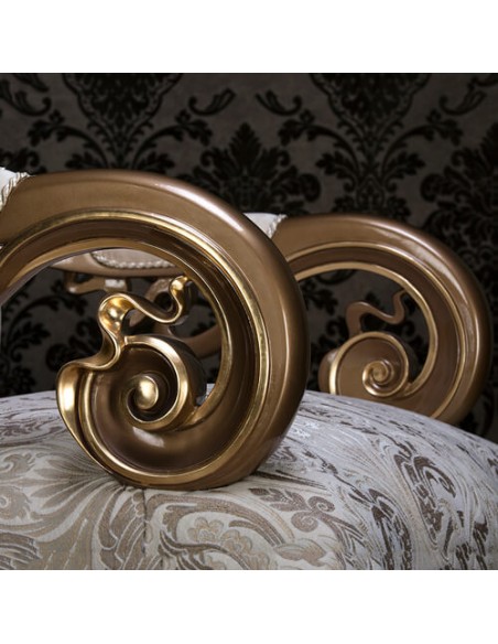 ivory rolled arm camelback armchair - details