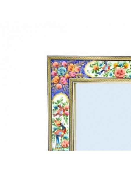 Embossed Flower And Bird Design Inlaid Mirror Frame |  Khatamkari Embossed Flower And Bird Design Inlaid Mirror Frame |  Khatamkari