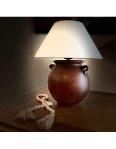 brown pottery desk lamp