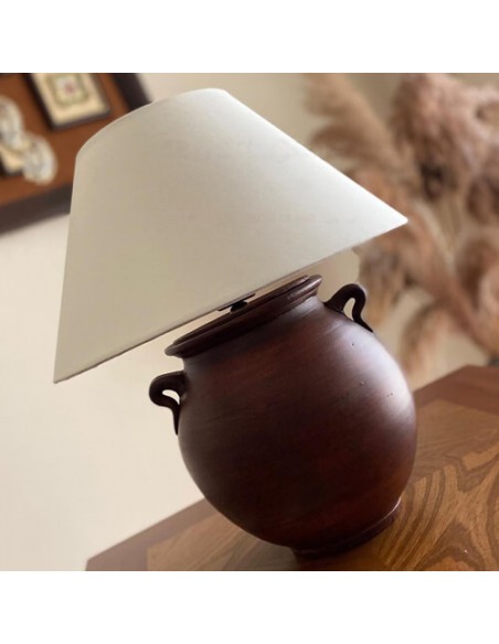 brown pottery table lamp