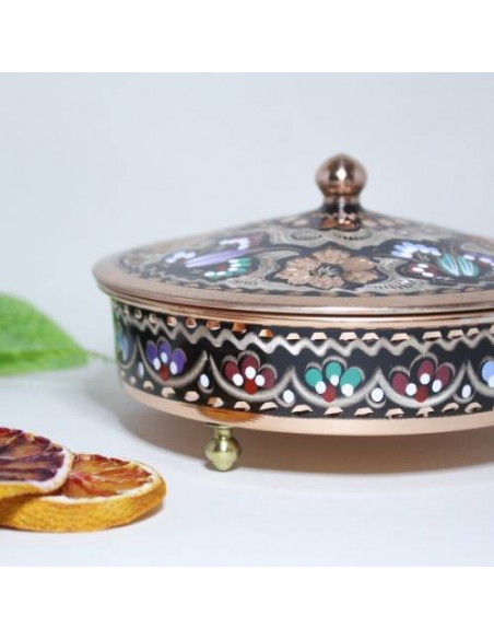 Persian Enamel Copper Candy Bowl | Iranian Enamel | Persian Handicraft
