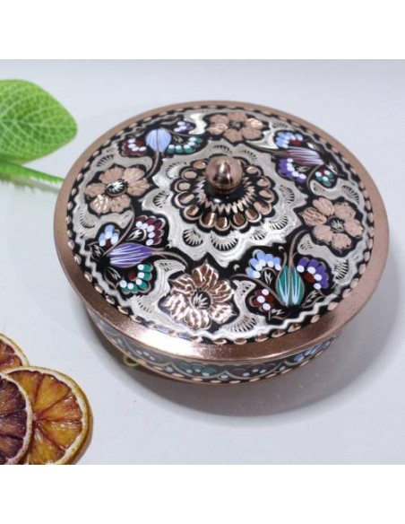 Persian Enamel Copper Candy Bowl | Iranian Enamel | Persian Handicraft