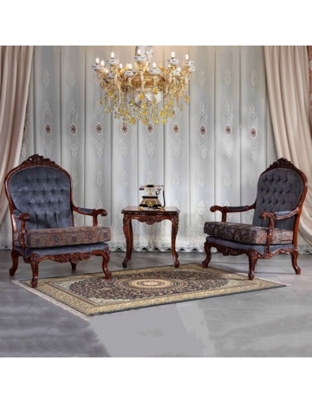 deep buttoned cabriole armchairs