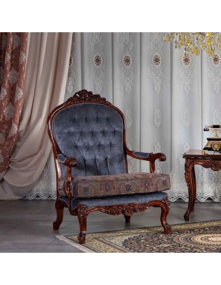 deep buttoned cabriole armchair