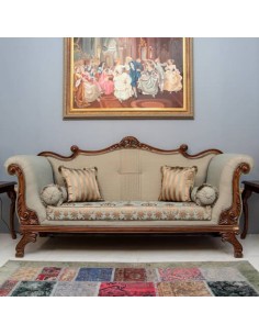 wooden sofa in brocade cotton